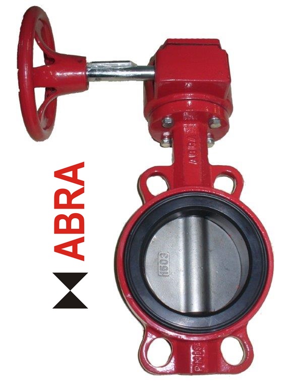 Затвор поворотный с редуктором BUV866 красный Ру16  ABRA / АБРА 
