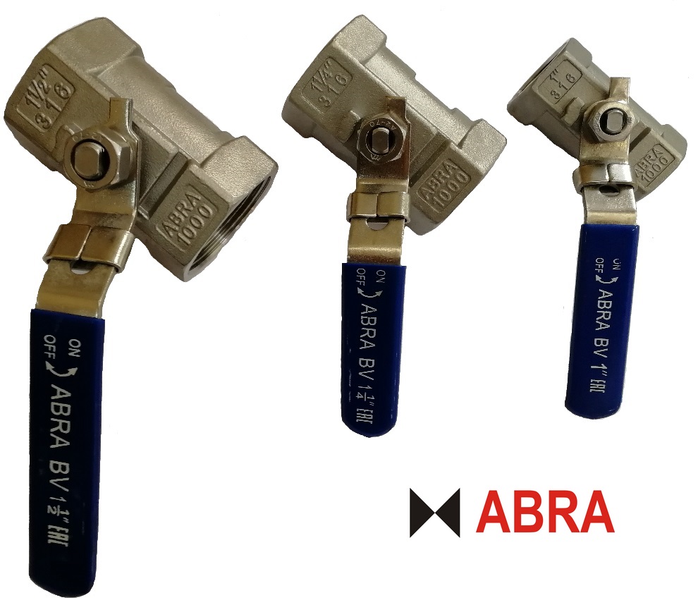 Шаровой кран из нержавеющей стали AISI316 (CF8M) Ду 8-050 (1/4 - 2), Ру40 внутренняя резьба/внутренняя резьба. Код серии ABRA-BV-A1400A 
