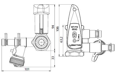 BALLOREX V Ду 20 Ру25  Баллорекс V балансировочные клапаны Броен. Габаритные размеры, строительные длины, веса и Kv.