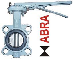Затвор поворотный дисковый чугунный ABRA с рукояткой. Поворотный затвор с уплотнением NBR и диском из нержавейки. Затвор с рукояткой.