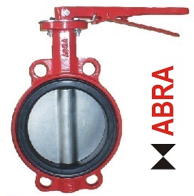 Затвор поворотный дисковый чугунный ABRA с рукояткой. Поворотный затвор с уплотнением EPDM и диском из нержавейки Внешний вид. Затвор дисковый. Затвор поворотный. Затвор с рукояткой.